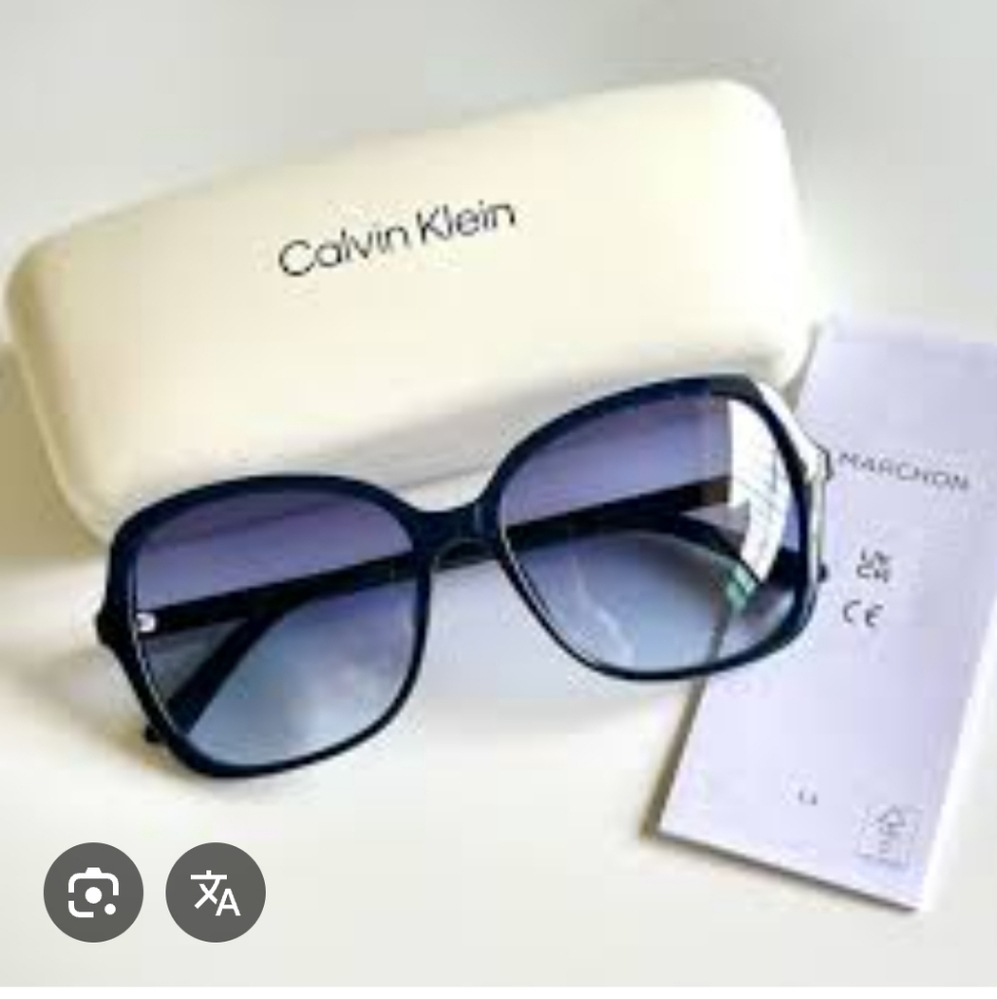 Calvin Klein Black Sunglasses with Thick Frames and Hard Shell Case